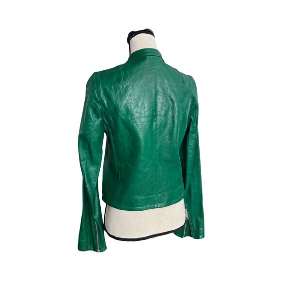 Dolce & Gabbana green leather moto jacket size 42 - Picture 3 of 8